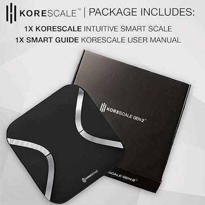 Korescale Gen2 Digital Smart Scale with BMI, Body Fat, Muscle Mass, Weight | Highly Accurate Bathroom Scales, Bluetooth Composition Analyzer | Compatible with KoreHealth, Apple Health App (Black)