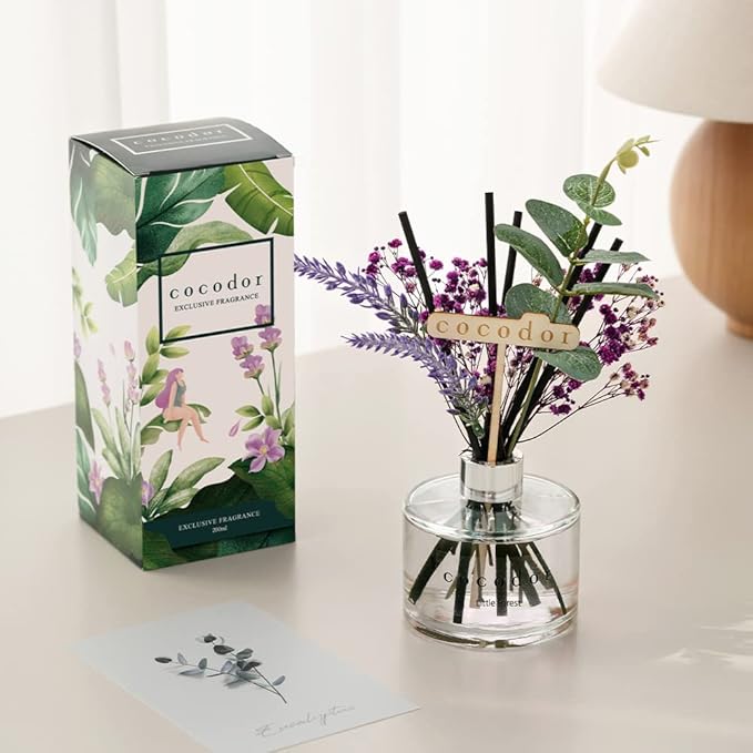 COCODOR Lavender Reed Diffuser/White Jasmine/6.7oz/1Pack / Home Fragrance Scent Essential Oil Stick Diffuser for Bedroom Bathroom Home Décor