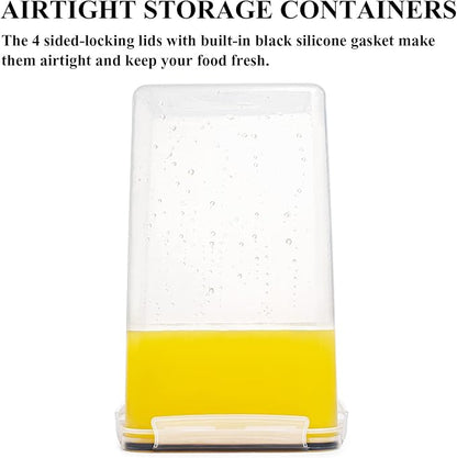 Wildone Extra Large Tall Airtight Food Storage Containers 6.5L/ 5.9QT, Plastic BPA Free Kitchen Pantry Storage Containers 4 Pieces for Flour, Sugar, Rice, with 20 Labels & 1 Marker, Black