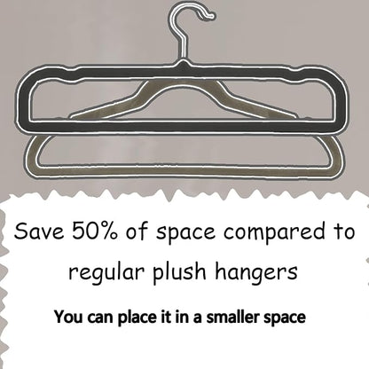 Pants Hangers Non Slip - 20 Pack Velvet Hangers for Closet - Thin Space Saving Clothes Hanger - Strong, Durable, Perchas Terciopelo with 360° Rotatable Hook for Jean, Tank Top, Bra, Shorts (Black)
