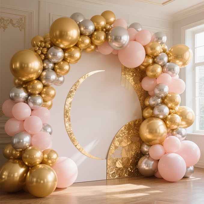 Metallic Gold Balloons 100 Pack, 12 Inch Chrome Latex Helium Garland for Elegant Birthday Wedding Baby Shower Arch Party Decorations