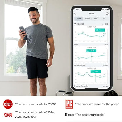 Wyze Smart Scale X - Digital Bathroom Scale for Body Weight, BMI, Body Fat, Muscle Mass, Heart Rate Monitor | Sync with Health Apps | Body Composition Analyzer for People, Baby & Pet, 400 lbs (Black)