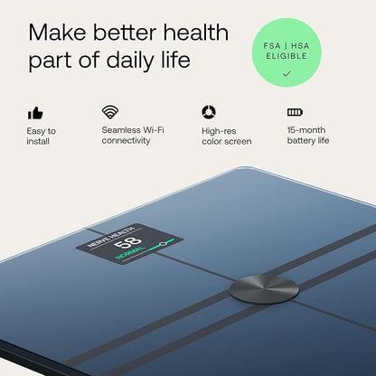 WITHINGS Body Comp - Scale for Body Weight and Complete Body Analysis, Wi-Fi & Bluetooth, Baby Digital Scale, Accurate Visceral Fat, Heart Health, Scales Compatible with Apple, FSA/HSA