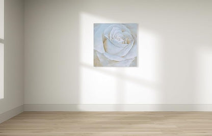 Yihui Arts White Rose Canvas Painting with Textured - Perfect for Bathroom, Bedroom, and Living Room Wall Decor