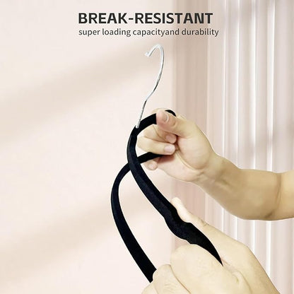 Velvet Hangers Non Slip - 20 Pack Pants Hangers for Closet - Thin Space Saving Clothes Hanger - Strong, Durable, Jean Perchas with 360 Degree Rotatable Hook for Tank Top (Black Silver Hook)