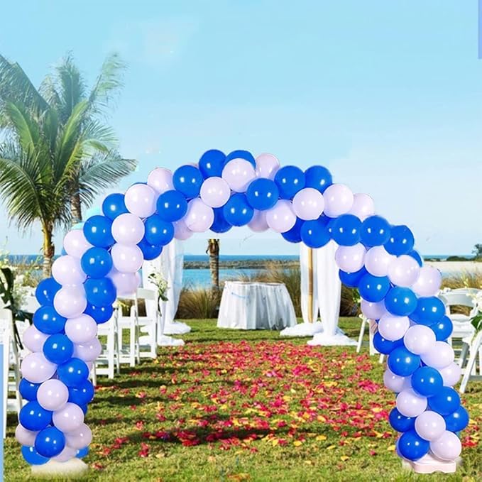 100pcs Royal Blue and White Latex Balloons 12 Inch w/Ribbon for Birthday Graduation Wedding Bridal Baby Shower Celebration Party Decorations Supplies