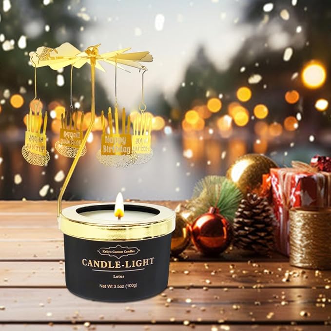 Kelly's Custom Candles Gifts for Women,Funny Gift for Her,Birthday Gifts for Women,Unique Candle Gift for Mom and Wife,Rotating Scented Candles(Birthday Cake).