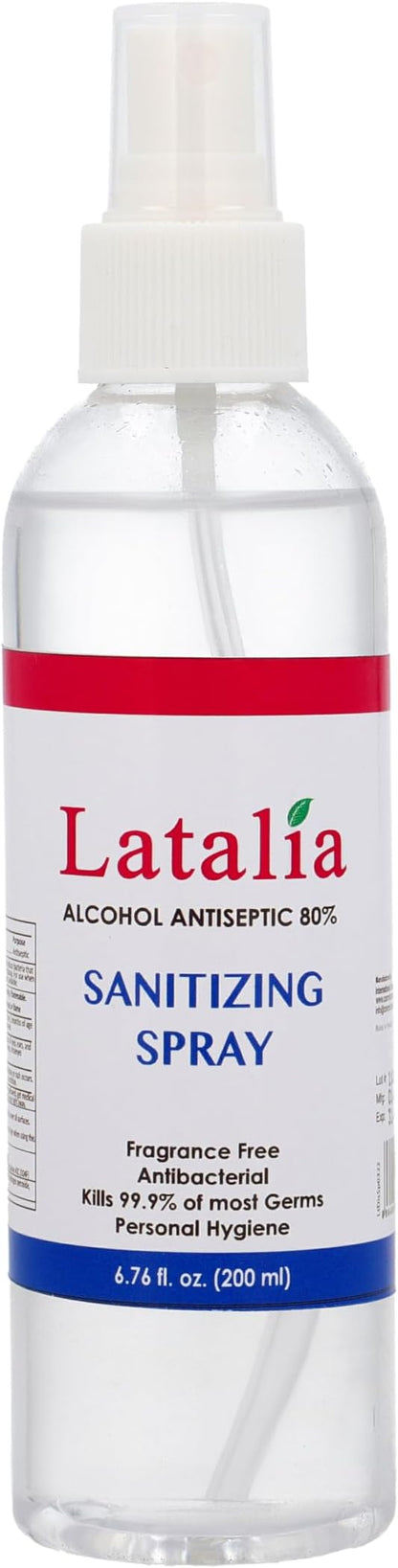 Latalia Unscented Hand Sanitizer Spray Refill Pack of 12 | 6.67 Fl oz with 80% Alcohol Bulk Hand Sanitizer Travel Size | Hand Sanitizing Spray For Quick Dry Hand