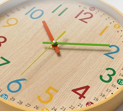 MO-N Silent 12-Inch Wall Clock, Non-Ticking Battery Operated Colorful Clock for Classroom, Bedroom, School, Analog Wall Clock for Time Teaching. (B Type)