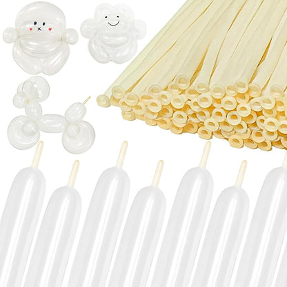 KAWKALSH 260 Clear Long Balloons for Animals, Thickening Skinny Latex Twisting for Arch Modeling Magic Clown Birthday Wedding Party Decorations 100pcs