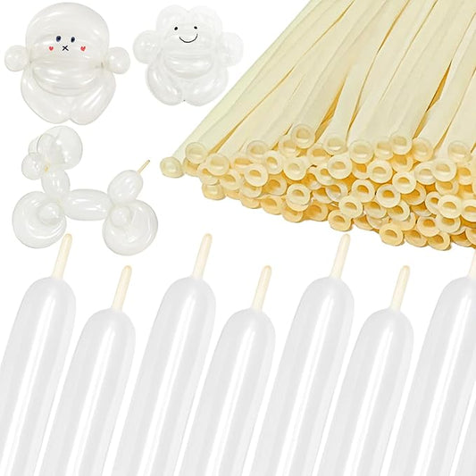 KAWKALSH 260 Clear Long Balloons for Animals, Thickening Skinny Latex Twisting for Arch Modeling Magic Clown Birthday Wedding Party Decorations 100pcs