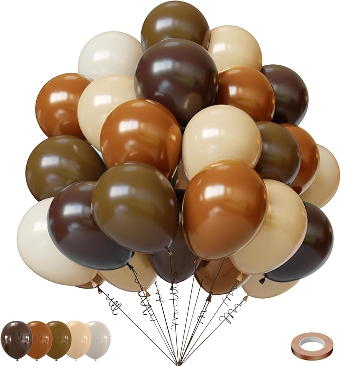 Brown Balloons, 65Pcs Retro Brown and Sand White Balloons, 12Inch Tan Cocoa Coffee Beige Nude Latex Neutral Balloon forBirthday, Neutral Brida,Graduation Party Decorations