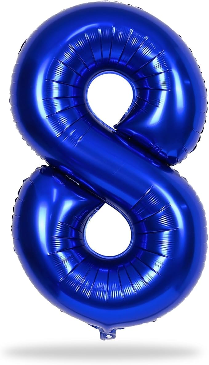 Navy Bluen Balloon Number 8, 40 Inch Large Self Inflating Royal Blue Foil Number Balloons 0-9, Dark Blue Digital 8 Helium Balloon for 8th Boys Men Birthday Party Anniversary Decorations