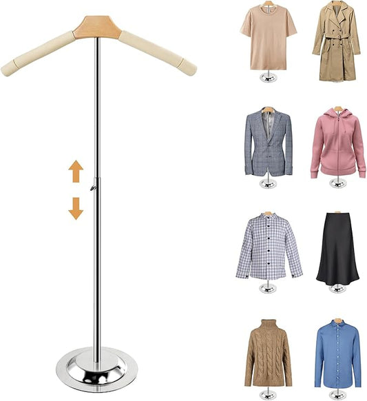 20-35 Inch Height Adjustable Shirt Display Stand, T Shirt Display Stand for Vendors, Shirts Rack for Clothing Dress Garment Coat Retail (White, 1 Pcs)