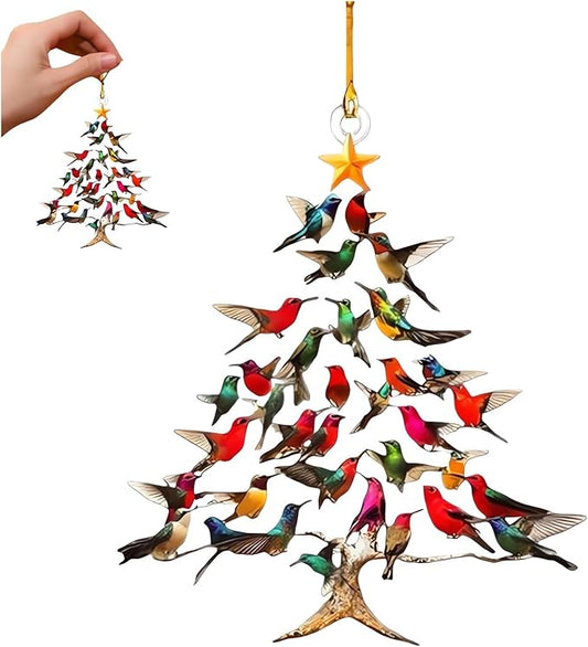 Hummingbird Christmas Ornament, Colorful Hummingbirds Tree Decor, Stacked Hummingbird Ornament for Christmas, Winter Hummingbirds Home Decoration, for Bird Lovers (1PC)(1pc)