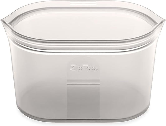 Zip Top Reusable Food Storage Bags | Large Dish [Gray] | Silicone Meal Prep Container | Microwave, Dishwasher and Freezer Safe | Made in the USA