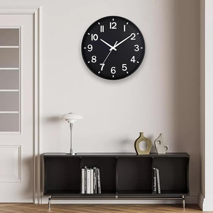 HZDHCLH Black Wall Clocks Battery Operated 12 inch Silent Non Ticking Modern Wall Clock for Living Room Bedroom Kitchen Office Decor