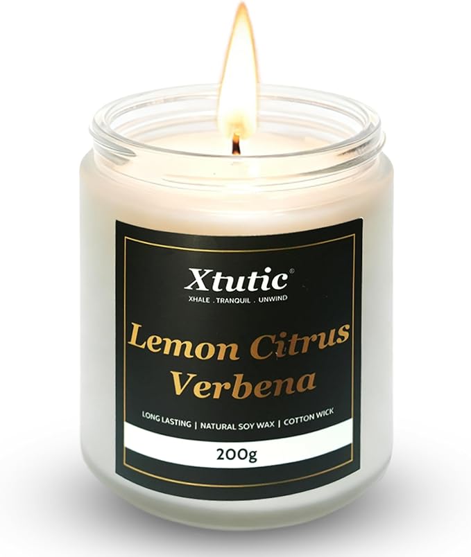 Scented Soy Candles, 7oz in White Frosted Jar - 50-Hour Burn Time, Aromatherapy Candle for Home Decor, Cozy Gifts for Any Occasion,Ideal Gifts for Women(Lemon Citrus Verbena)