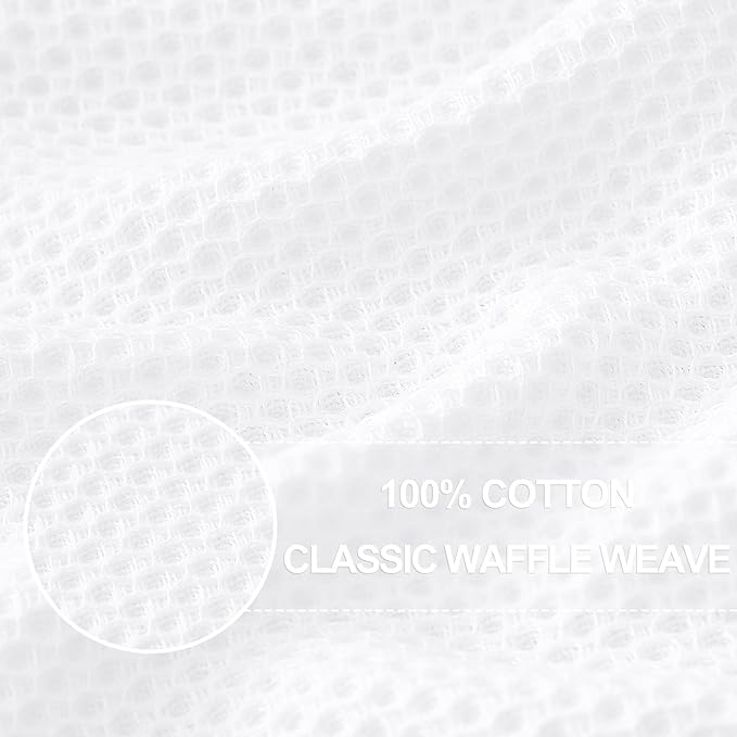 Homaxy 100% Cotton Waffle Weave Kitchen Dish Towels, Ultra Soft Absorbent Quick Drying Cleaning Towel, 20x28 Inches, 6-Pack, White