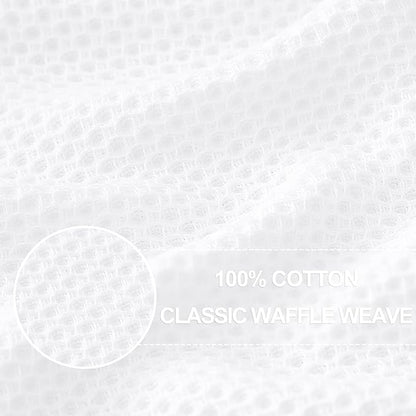 Homaxy 100% Cotton Waffle Weave Kitchen Dish Towels, Ultra Soft Absorbent Quick Drying Cleaning Towel, 20x28 Inches, 6-Pack, White