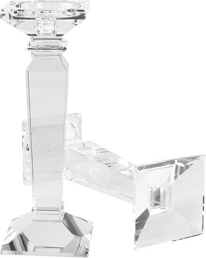 Crystal Candlestick Holders 2 Pack- Clear Crystal Taper/Pillar Candles Holder– Table Centerpieces for Party and Wedding Decoration(10.6in Tall)