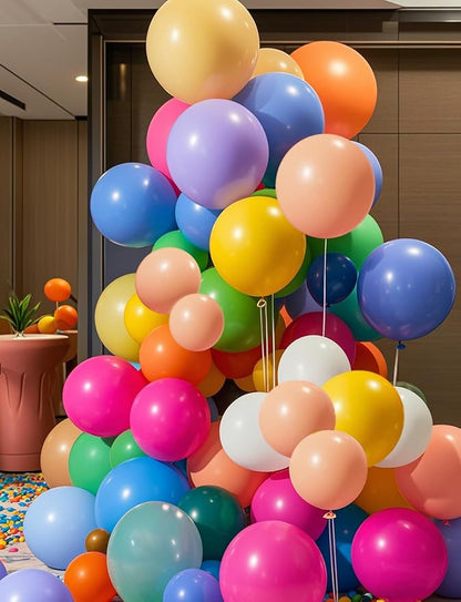 10 Colors Rainbow Party Balloons 100 Pack, 12 Inch Vibrant Latex Helium Round Balloons Garland for Birthdays Weddings Baby Showers Arch Decorations