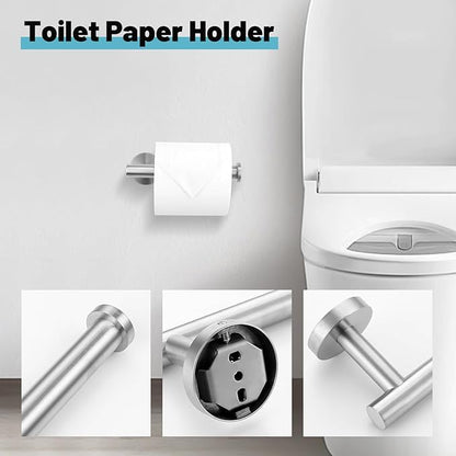 10 Pieces Brushed Nickel Bathroom Hardware Accessories Towel Bar Set 23.6 Inch Towel Rack Set for Bathroom SUS304 Stainless Steel Toilet Paper Holder Towel Holder Wall Mounted