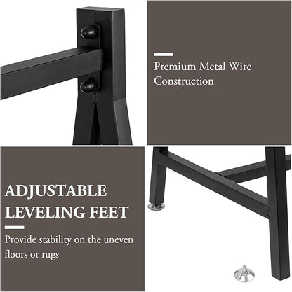 MyGift 57 Inch Modern Black Heavy Duty Metal A-Frame Wardrobe Clothing Rack, Commercial Grade Freestanding Garment Hanger for Bedroom Closet Clothes or Retail Display