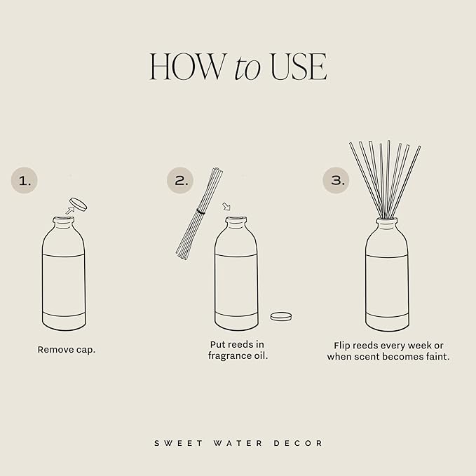 Sweet Water Decor Palo Santo Patchouli Reed Diffusers for Home - Room Diffuser with Nutmeg, Patchouli & Olibanum Scent - Premium Oil Reed for Bathroom Lasts for 3 Months
