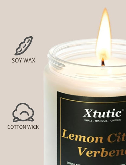 Scented Soy Candles, 7oz in White Frosted Jar - 50-Hour Burn Time, Aromatherapy Candle for Home Decor, Cozy Gifts for Any Occasion,Ideal Gifts for Women(Lemon Citrus Verbena)