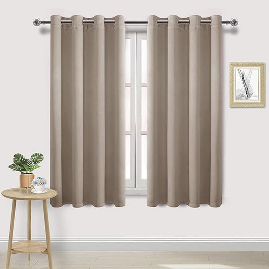 DWCN Blackout Curtains for Bedroom, Room Darkening Thermal Light Blocking Drapes for Living Room - W52 x L63 Inches Long, Set of 2 Panels, Camel