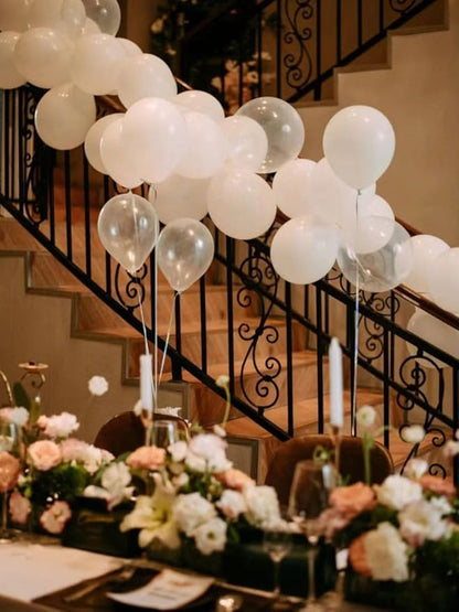 White Latex Balloons 100 pcs Matte White Balloons Different Sizes 18 12 10 5 Inch Round Helium Balloons for Themed Wedding Graduation Birthday Party Backdrop Decorations