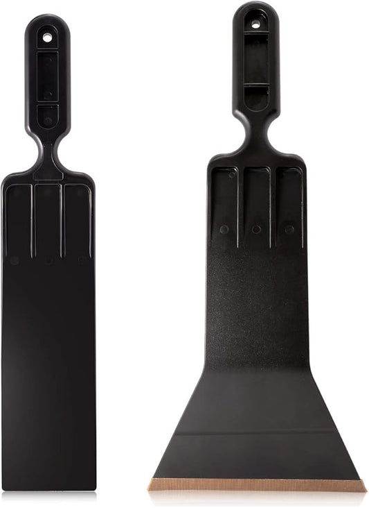 NEWISHTOOL Window Tint Tools Bulldozer Squeegee Kit, Black Wide Mouth & Scrubber Paddle Scraper with Spare Scouring Pads for Windshield Cleaning Window Film Installing, Long Handle Tint Tools