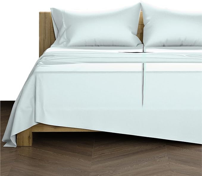 TEXAS LINEN CO. 100% Egyptian Cotton Split King Sheet Set - 1000 Thread Count 5 PC Cotton Sheets for Adjustable Bed, Silky Soft, Cooling Luxury Hotel Sheets - Fits Upto 18” Deep Pocket - Sea Foam