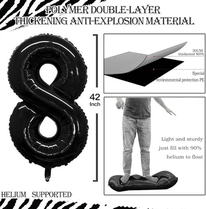 GOER Number 28 Balloons for 28th Birthday Party Decorations,42 Inch Jumbo Foil Helium 82 Balloons for 82nd Birthday Party Decoration (Black)