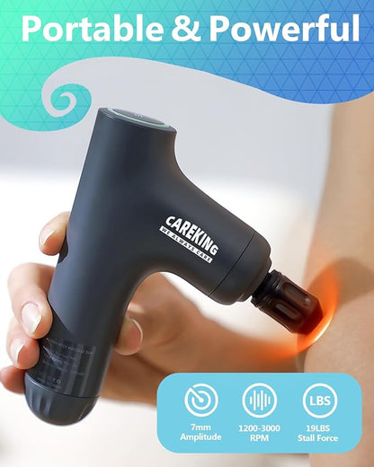 3-in-1 Detachable Massage Gun Deep Tissue, Ergonomic Extension Handle Back Massager for Pain Relief, Portable Percussion Muscle Massager for Shoulder, Thigh, Waist & Neck
