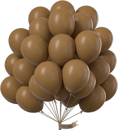 PartyWoo Brown Balloons 50 pcs 12 Inch Coffee Brown Boho Neutral Balloons for Wedding Baby Shower Gender Reveal Safari Jungle Graduation Birthday Party Decorations Brown-F09