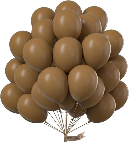 PartyWoo Brown Balloons 50 pcs 12 Inch Coffee Brown Boho Neutral Balloons for Wedding Baby Shower Gender Reveal Safari Jungle Graduation Birthday Party Decorations Brown-F09