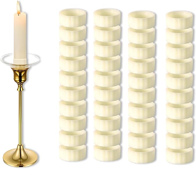 Silicone Candle Holder Base Stabiliser 40pcsCandle Ring Gripper Wishing Rubber Washer Candlestick Silicone Ring Non-Slip.for Taper Candles and Candle Cups.Weddings and Home Decor Gifts.(White)