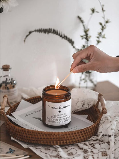 House Warming Gifts New Home, New Home Candle,Gifts for Women,House Warming Gift for Women and Men,Gift for Home Buyers, New Homeowner,Sandalwood & Rose Scented Candle,7oz