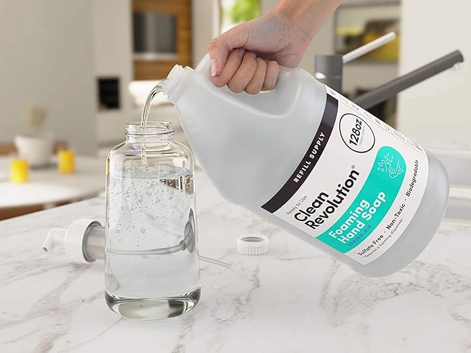 Clean Revolution Foaming Hand Soap Refill Supply Container, Ready to Use Formula, Spring Air Fragrance, Gluten Free, 128 Fl. Oz