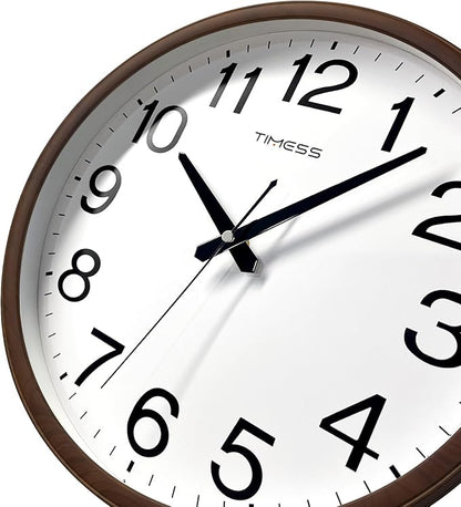 Wall Clock, Classic Wood Style Finish, 16 Inch Non-Ticking Silent Battery Operated Analog Clock, Ideal Retro Decor for Home, Bedroom, Living Room, Kitchen, Bathroom, Office(Wood Brown)