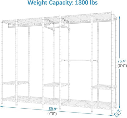 VIPEK V50 Extra Large Portable Closet Rack Bedroom Armoire Freestanding Wardrobe Closet, Heavy Duty Multi-Functional Metal Clothing Rack for Hanging Clothes, Max Load 1300lbs, White