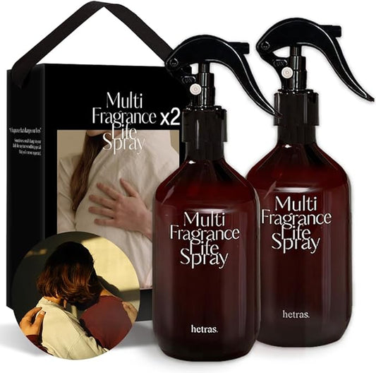 hetras Multi Fragrance Life Spray 10.14 fl oz x 2 Pack | Hug Soap - Cozy & Clean Scent | Non-Aerosol Odor Freshener Room Mist for Room, Closet, Fabric | Infused with Essential Oils