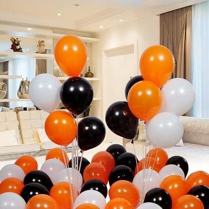 300 Pack Orange Black and White Balloons - 5 Inch Mini Orange Black and White Latex Small Balloons - 100 of Each of 3 Colors for Halloween Party Balloon Arch Garland Assorted Colors Decorations