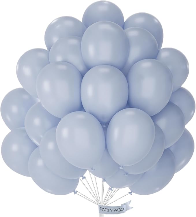 PartyWoo Dusty Blue Balloons 50 pcs 12 Inch Light Grey Blue Balloons for Graduation Wedding Baby Shower Gender Reveal Anniversary Graduation Birthday Party Decorations Blue-F51