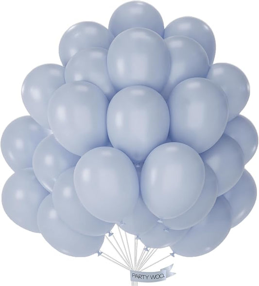 PartyWoo Dusty Blue Balloons 50 pcs 12 Inch Light Grey Blue Balloons for Graduation Wedding Baby Shower Gender Reveal Anniversary Graduation Birthday Party Decorations Blue-F51