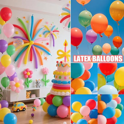 500 Pcs Balloons Assorted Color, Rainbow Birthday Balloons Bulk Pack of Strong Latex Balloon for Birthday Wedding Anniversary Party Decorations