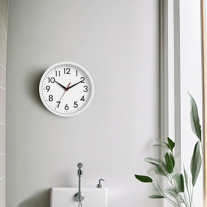 Wall Clock Small Analog 8 Inch Silent Non Ticking Battery Operated Modern Simple Decorative for Kitchen Office Bedroom Bathroom Living Room(White)