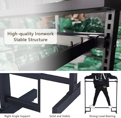 Black Clothing Racks with Removable 6/8 Arms Floor Standing Metal Garment Rack with Wheels Heavy Retail Display Racks Shirt Clothes Display Stand for Boutiques (59 * 19.6 * 61.02in)